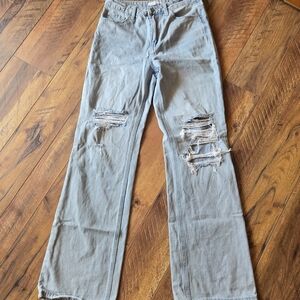 Vervet Vintage Flare Super High Waisted Distressed In Light Denim